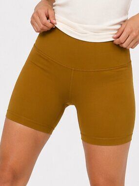 LULULEMON Align High Rise Compression Shorts Gold Spice Sz 0